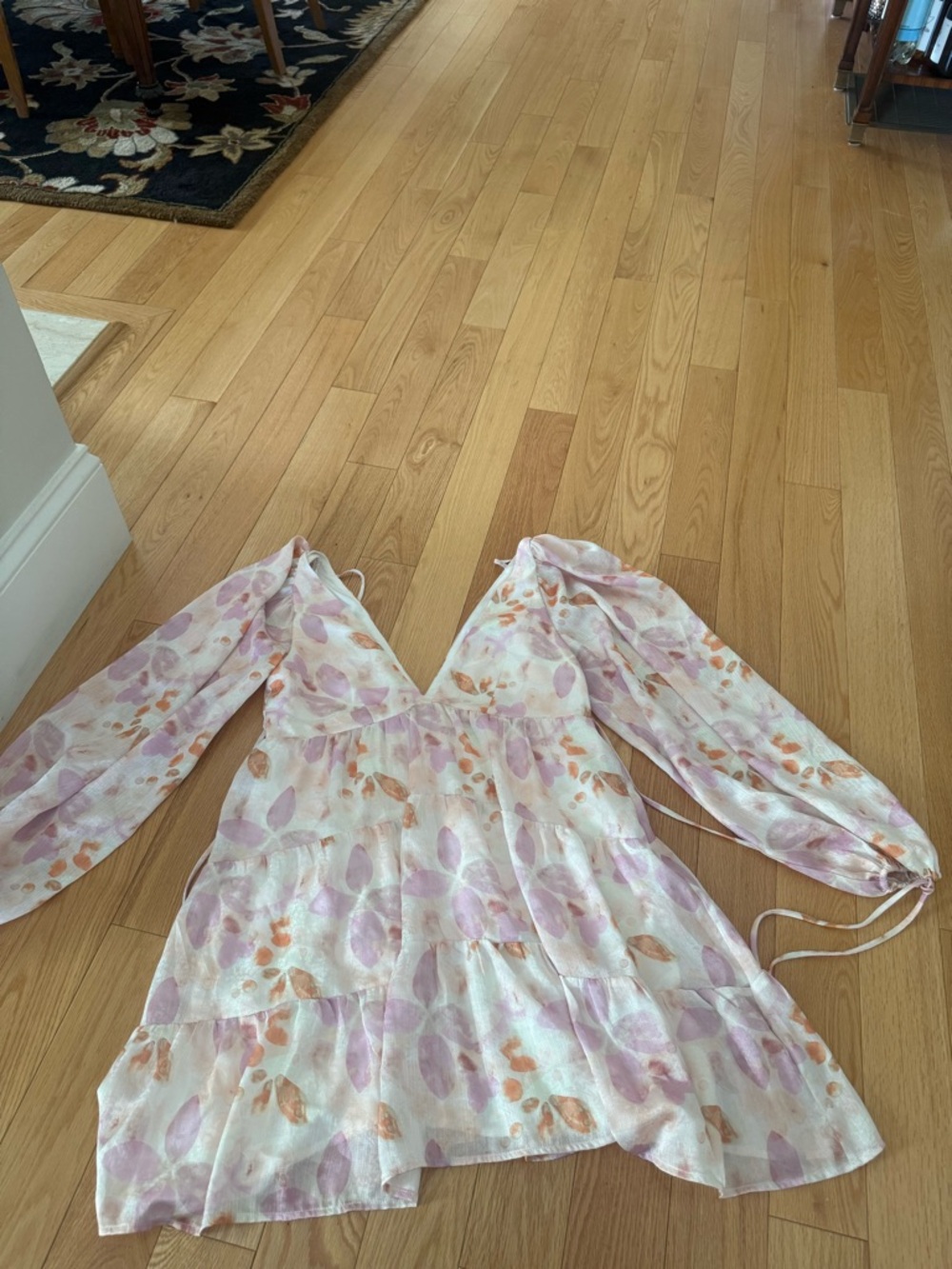 House of Harlow 1960 Cream Mini Dress with Lavender & Peach Floral